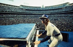 Terry O'Neill (Black and White) - Elton John, Dodger Stadium, Los Angeles