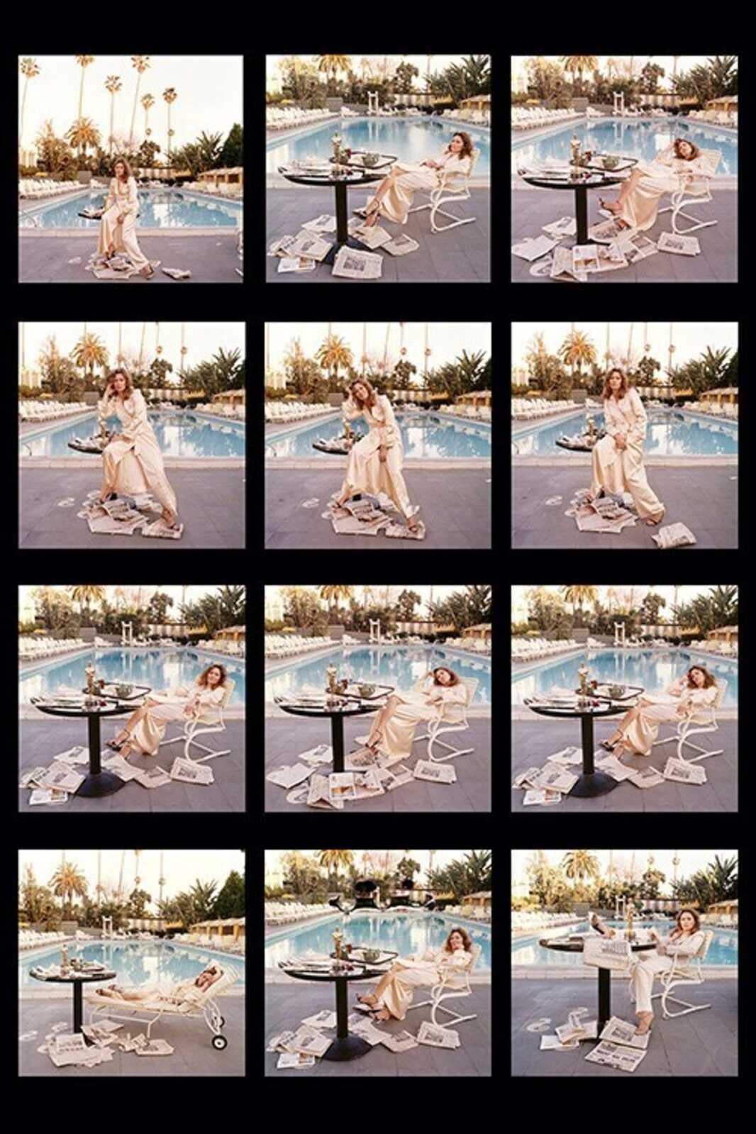 Terry O'Neill Black and White Photograph - Faye Dunaway Oscar Contact Sheet (48" x 72")