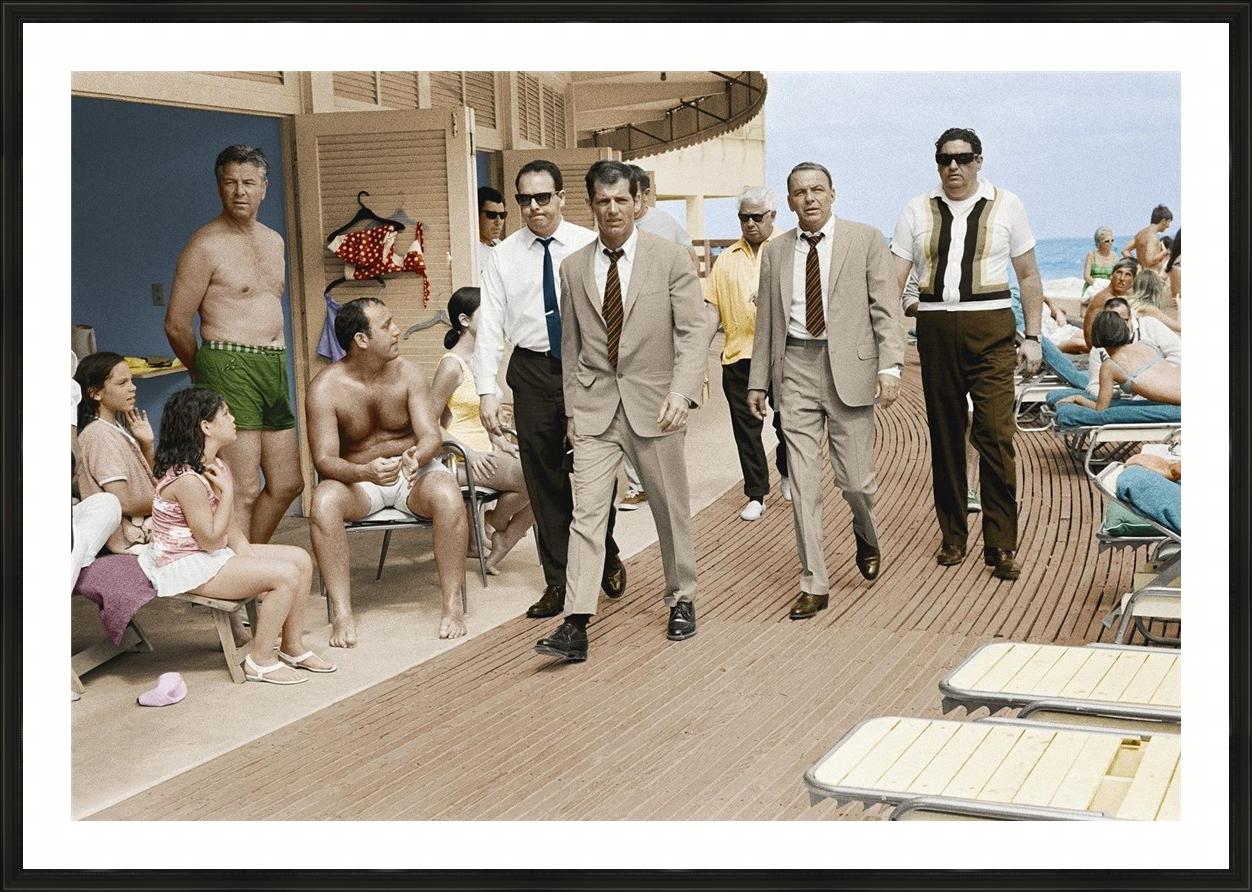 Frank Sinatra, Miami Boardwalk (Colourised) (Signed) - Photograph by Terry O'Neill