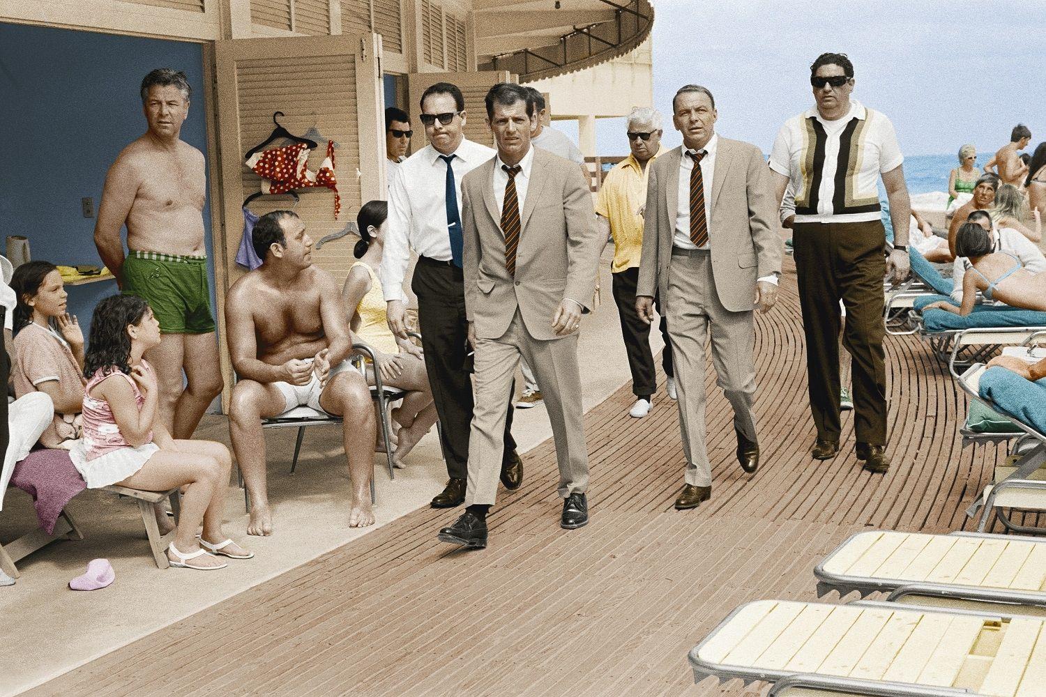 Terry O'Neill Color Photograph - Frank Sinatra, Miami Boardwalk (Colourised) (Signed)