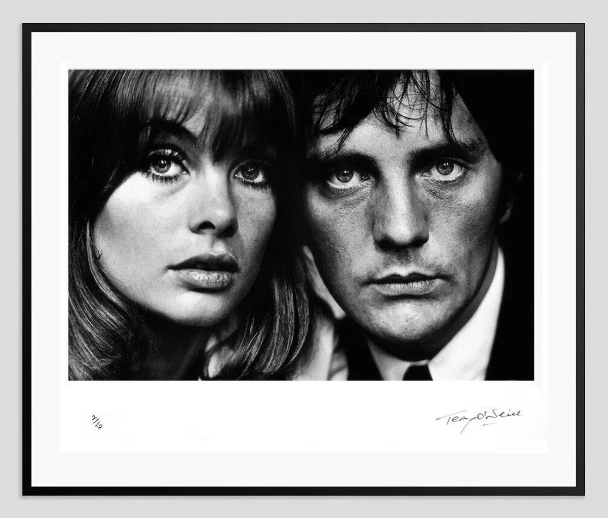 Terry O'Neill Portrait Photograph - Jean Shrimpton and Terence Stamp Hand Signed Framed Print 