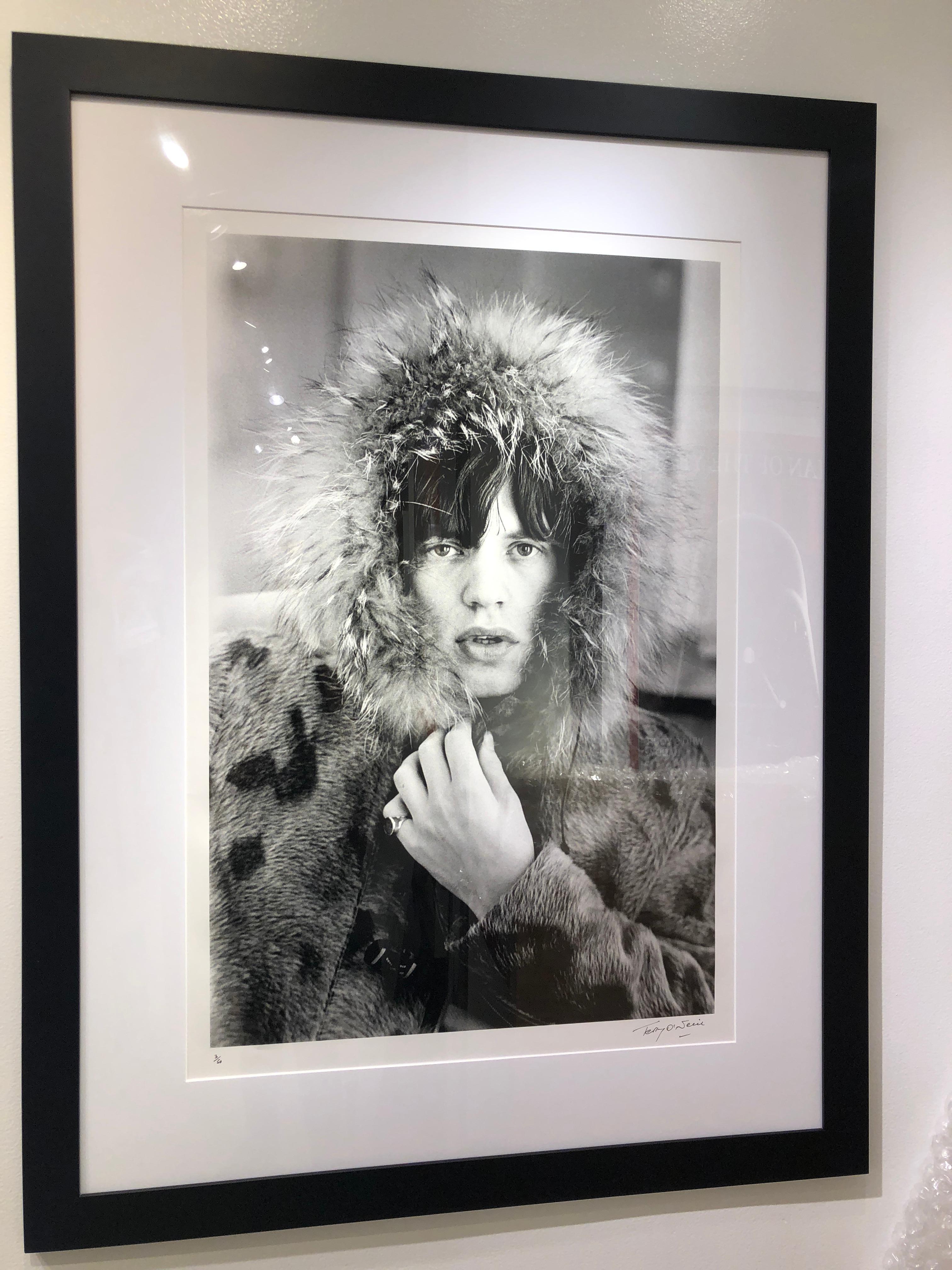 Mick Jagger Parka, 1964 Signed Limited Edition, Framed - Contemporary Photograph by Terry O'Neill