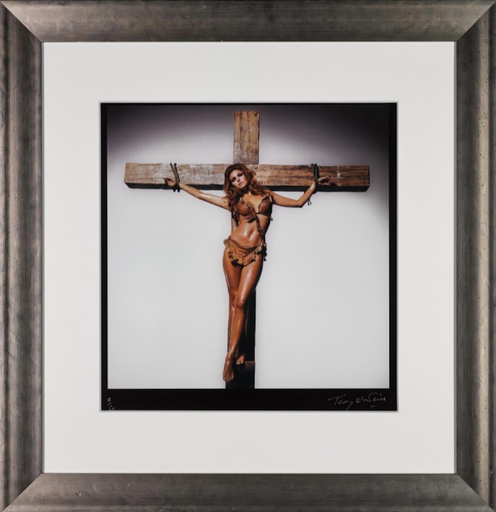 Raquel Welch On The Cross, Los Angeles, 1966 - Contemporary Photograph by Terry O'Neill