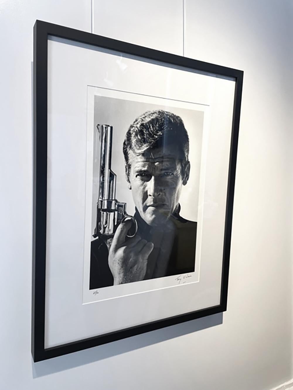 Roger Moore 007 Edition 25/50 Digitally Signed - Gray Portrait Photograph by Terry O'Neill