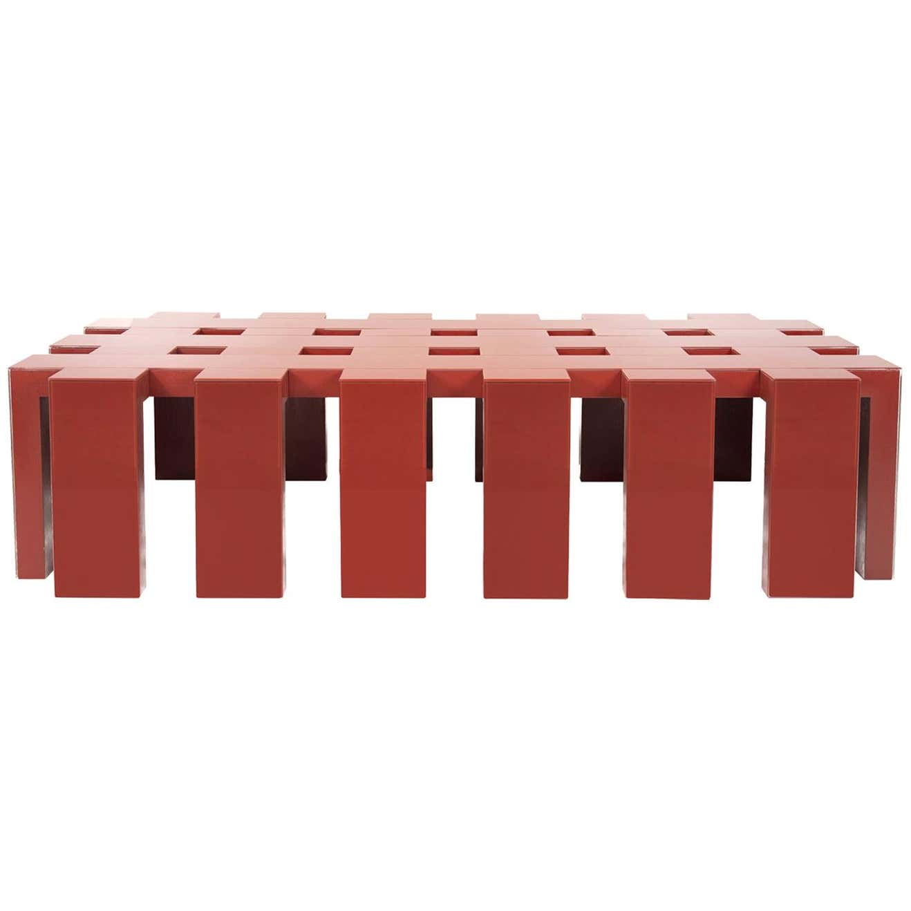 Terry Red Glass Coffee Table by Giannella Ventura For Sale at 1stDibs