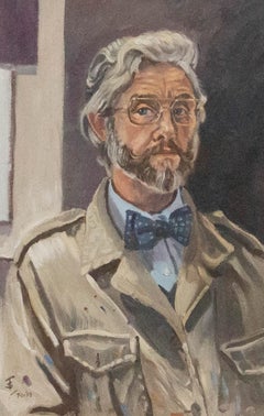 Terry Shelbourne (1930-2020) - 1983 Oil, Self-Portrait with Bow Tie