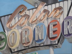 „Color Corner“, Original-Ölgemälde auf Leinwand eines amerikanischen Realisten, fotorealistisch