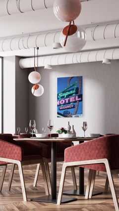 "Supai Motel", dipinto originale americano in stile realista, olio su tela, fotorealistico