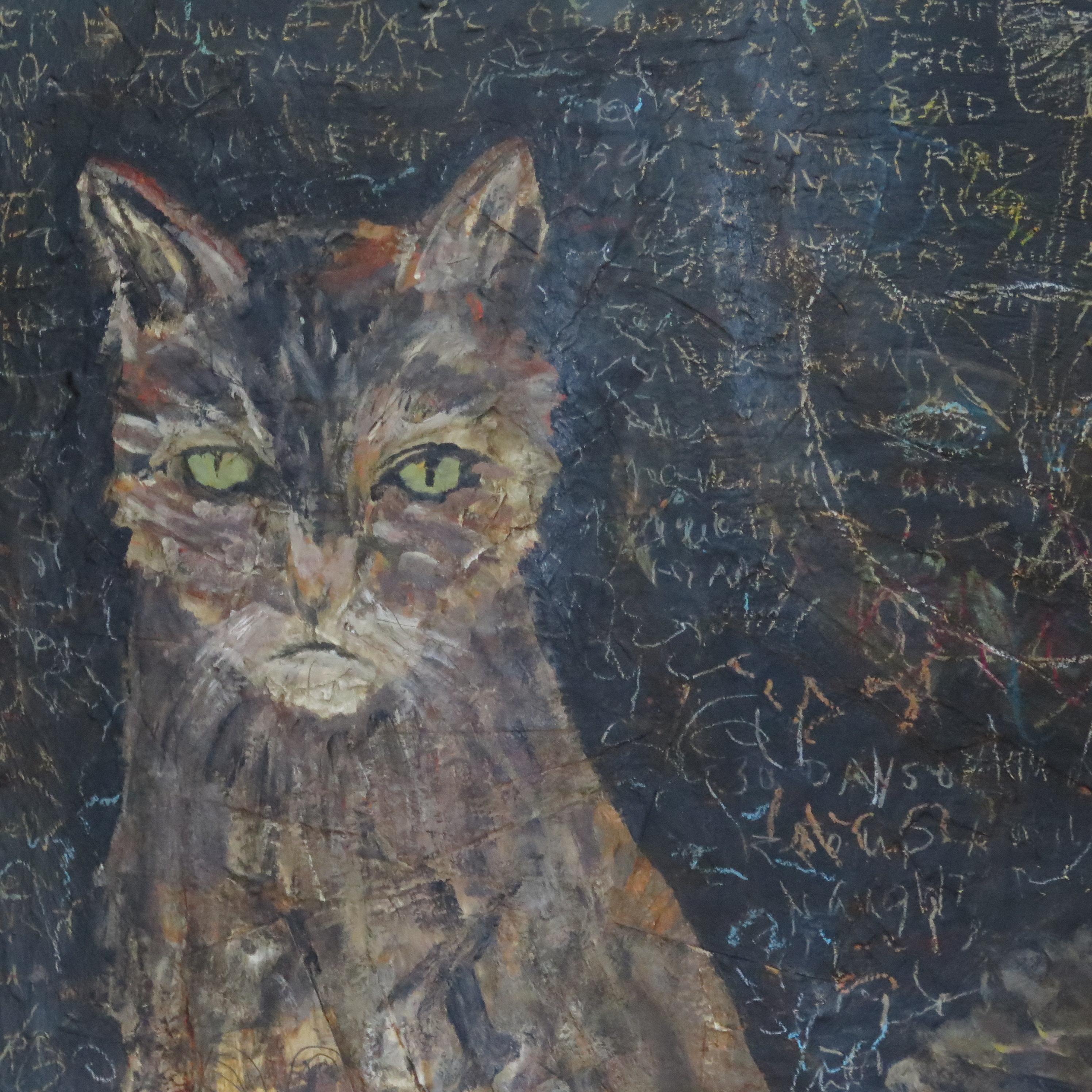 American Terry Turrell Painting of Cats a Certain Uncertainty For Sale
