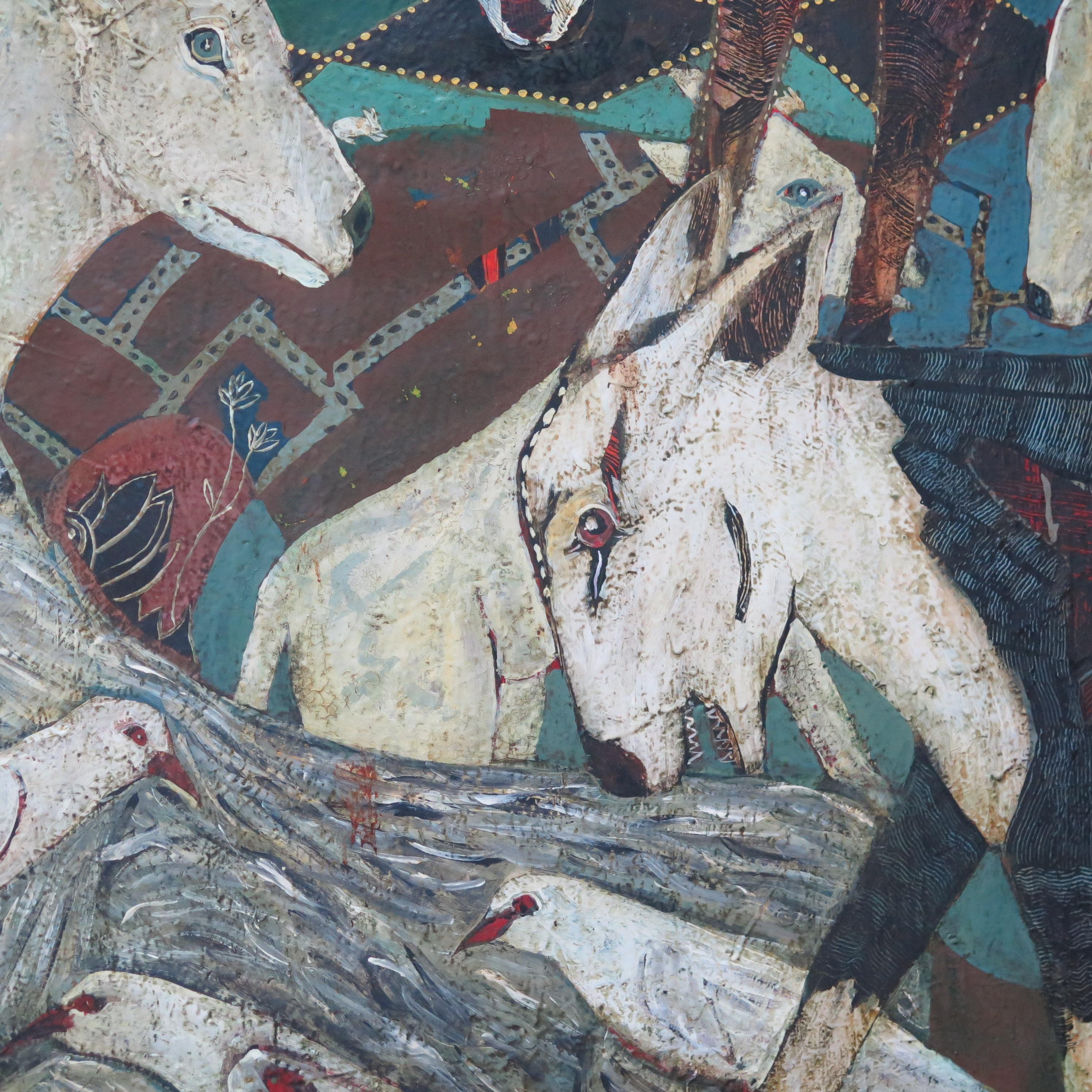 American Terry Turrell Painting on Wood Run Rabbit Run