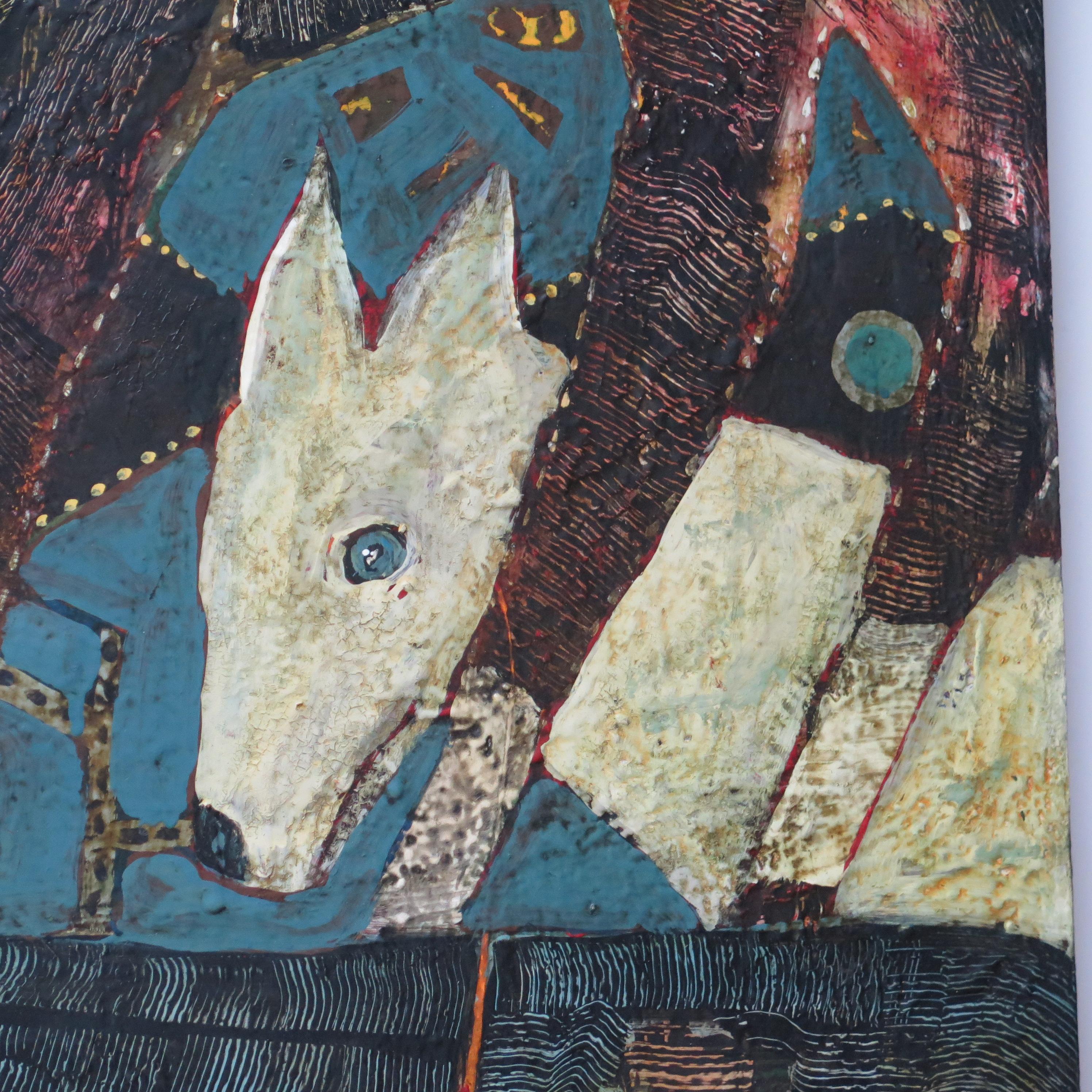 Painted Terry Turrell Painting on Wood Run Rabbit Run