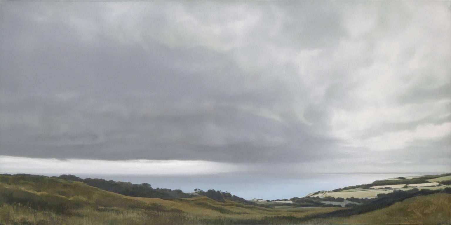 Terry Watts Landscape Painting - Above Ringstead - contemporary seaside beach landscape painting