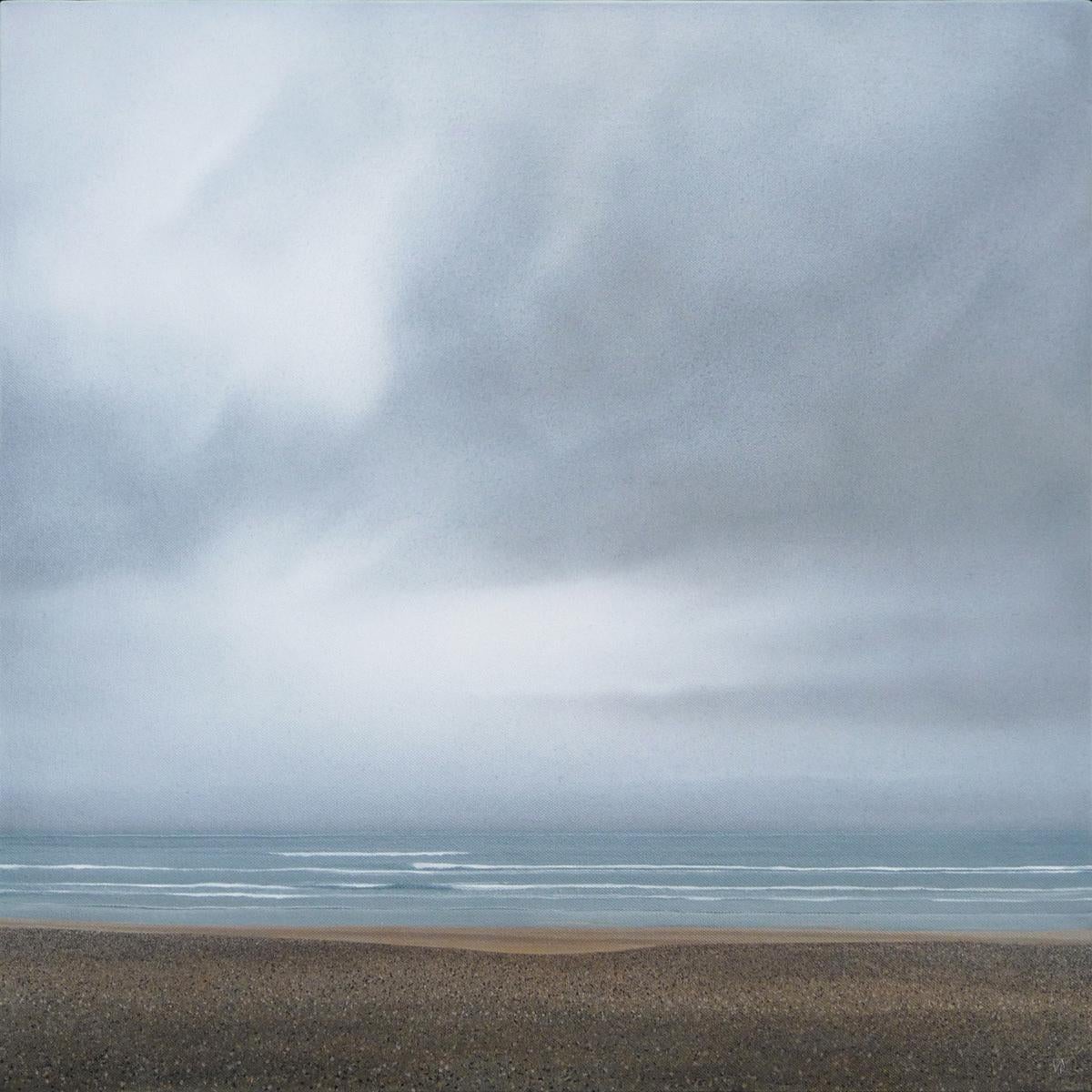 Beach in Low Visibility - Peinture contemporaine de paysage de plage de bord de mer - Painting de Terry Watts