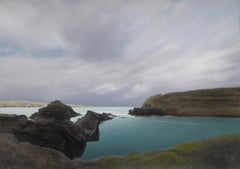 Lagon bleu du Pembrokeshire - peinture de paysage contemporaine de la côte britannique