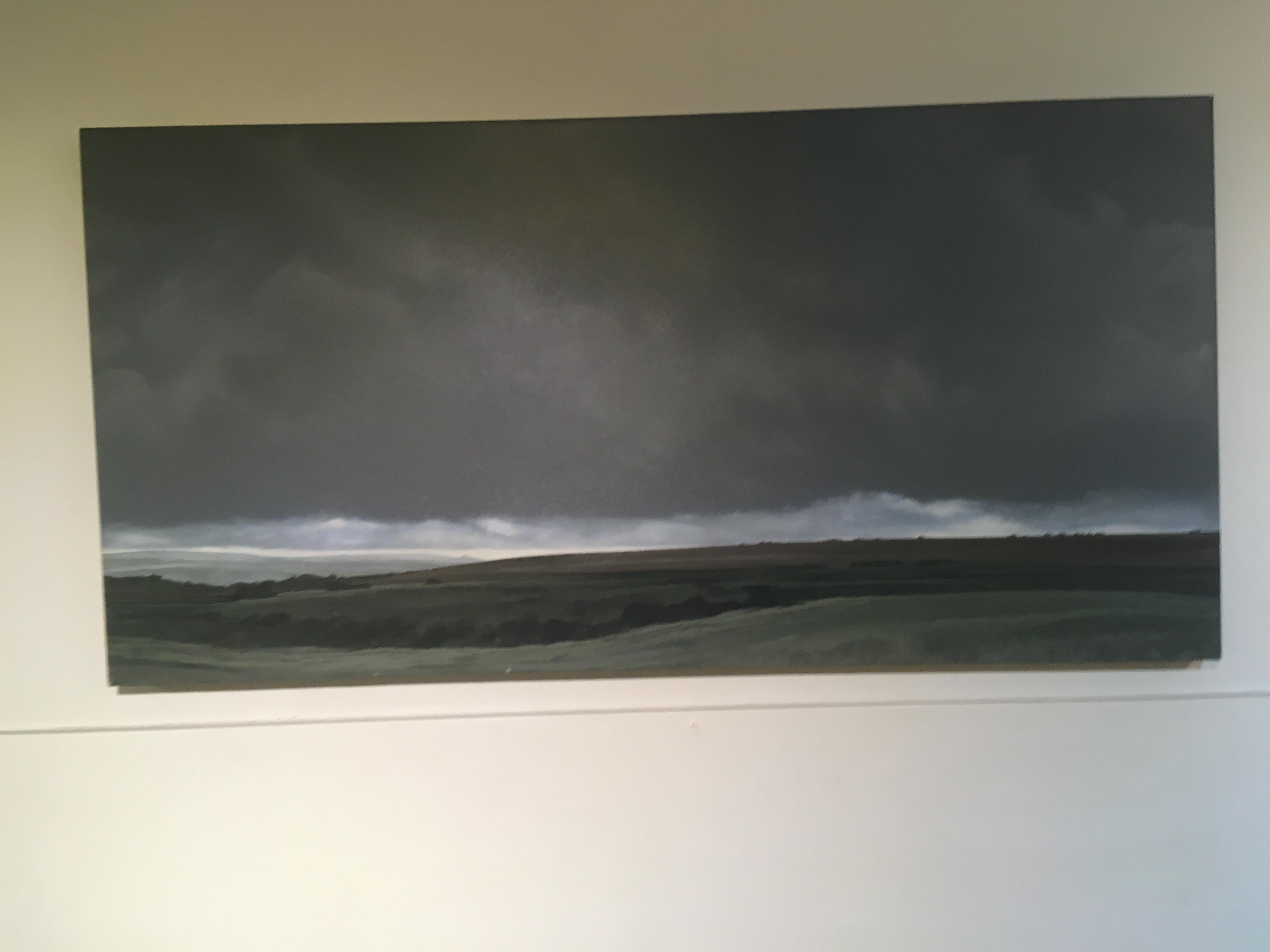 Clear Beyond the Moor - contemporary photorealistic landscape clouds acrylic - Painting by Terry Watts