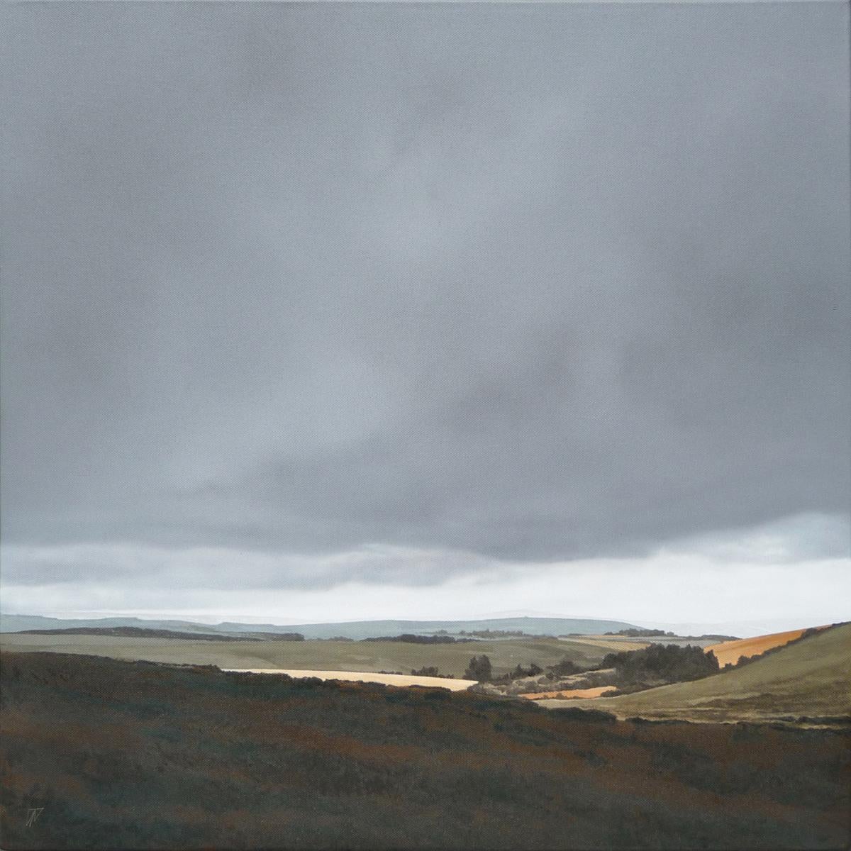 Terry Watts Landscape Painting - Dartmoor in Low Cloud III - contemporary seaside beach landscape painting