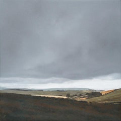 Dartmoor in Low Cloud III - contemporary seaside beach landscape painting