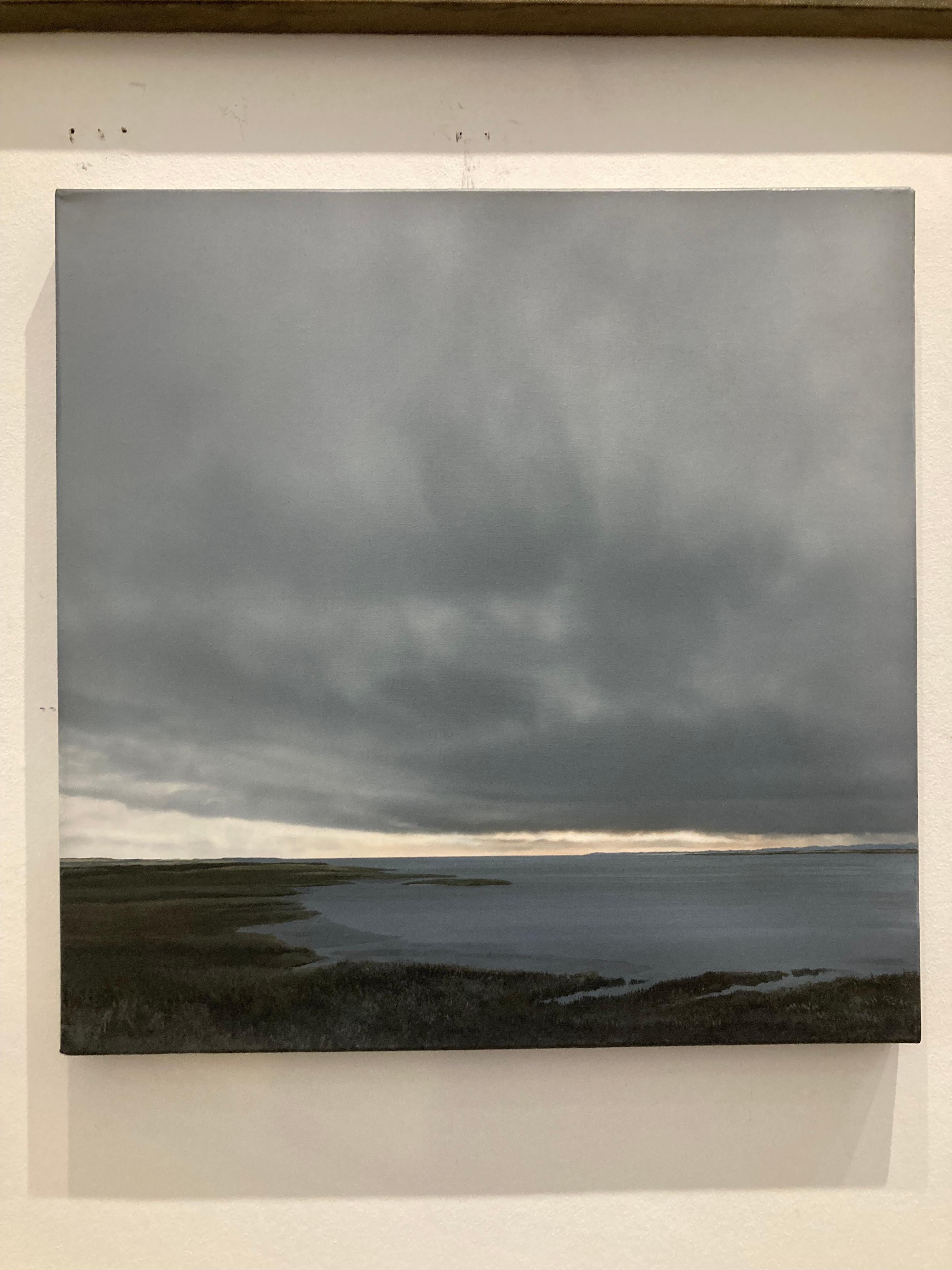 Peinture contemporaine de paysage de plage en bord de mer, « Estuary in Changing Weather » - Contemporain Painting par Terry Watts