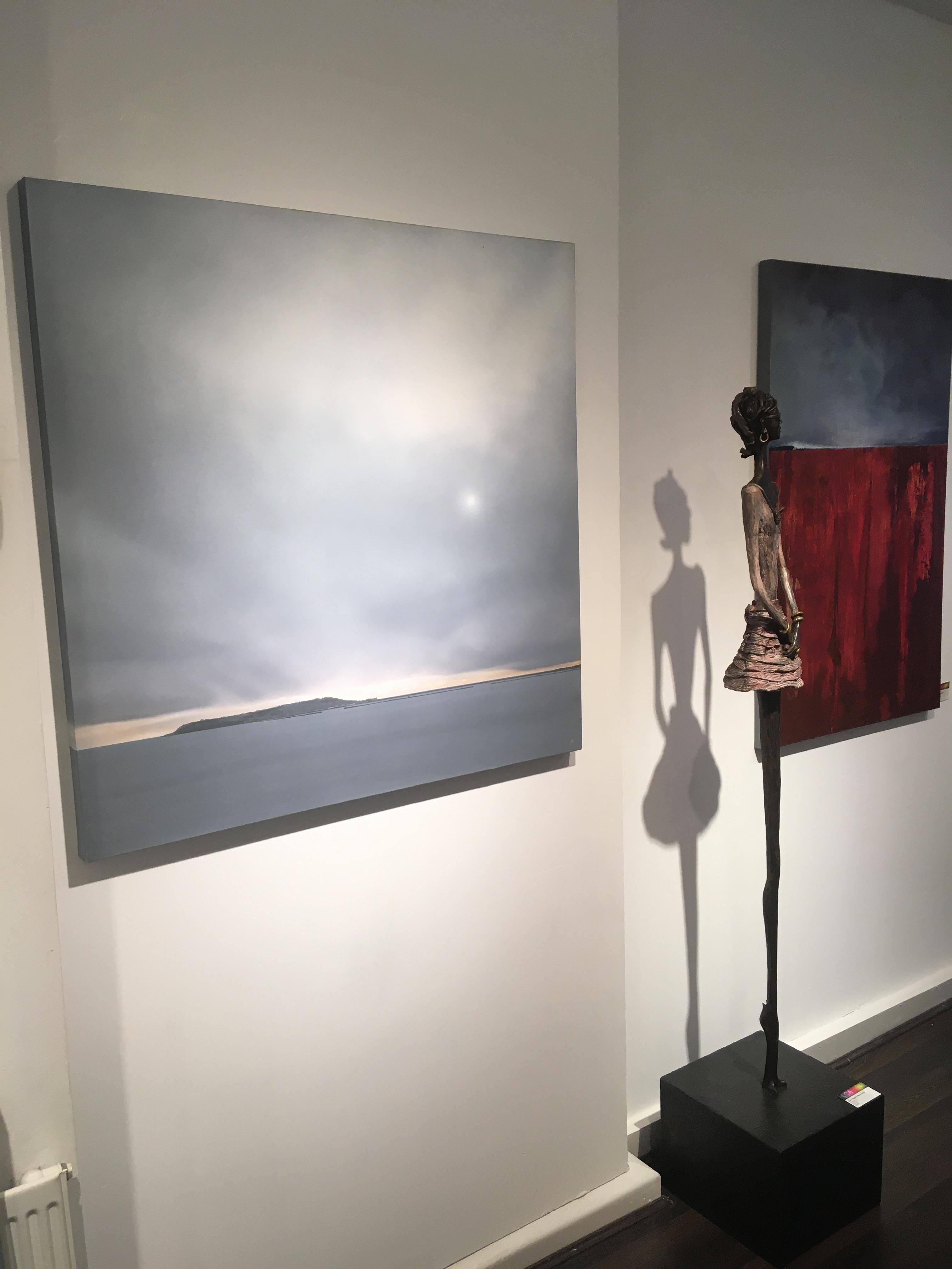 In Winter Light Portland - contemporary photorealisitic seascape painting clouds For Sale 1