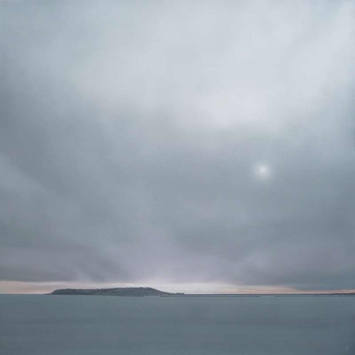 In Winter Light Portland - contemporary photorealisitic seascape painting clouds - Painting by Terry Watts
