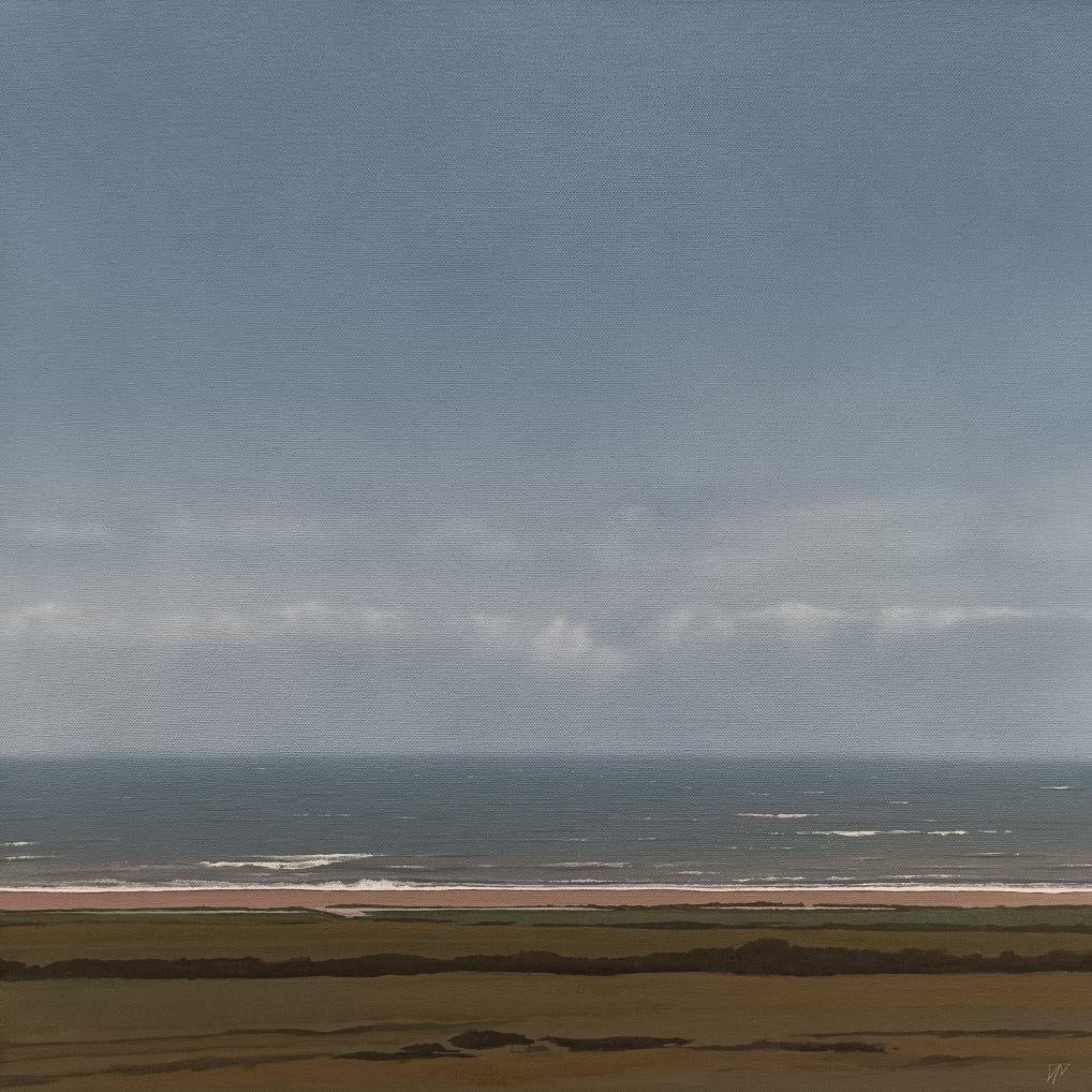 Light Surf, Chesil Beach - contemporary seaside beach landscape acrylic painting - Painting by Terry Watts