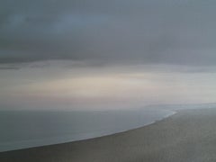 En la playa de Chesil - pintura acrílica contemporánea de paisajes británicos Dorset