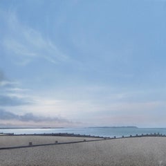 Quiet Afternoon Whitstable - peinture contemporaine de paysage de plage en bord de mer