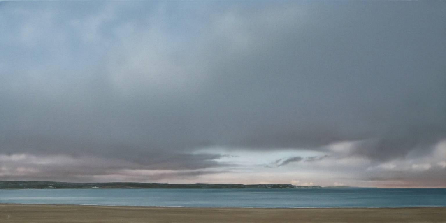Landscape Painting Terry Watts - Sand and Sky, Weymouth - Peinture contemporaine de paysage de plage de bord de mer