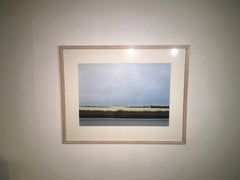 Verge -contemporary photorealistic landscape acrylic sunny field painting framed