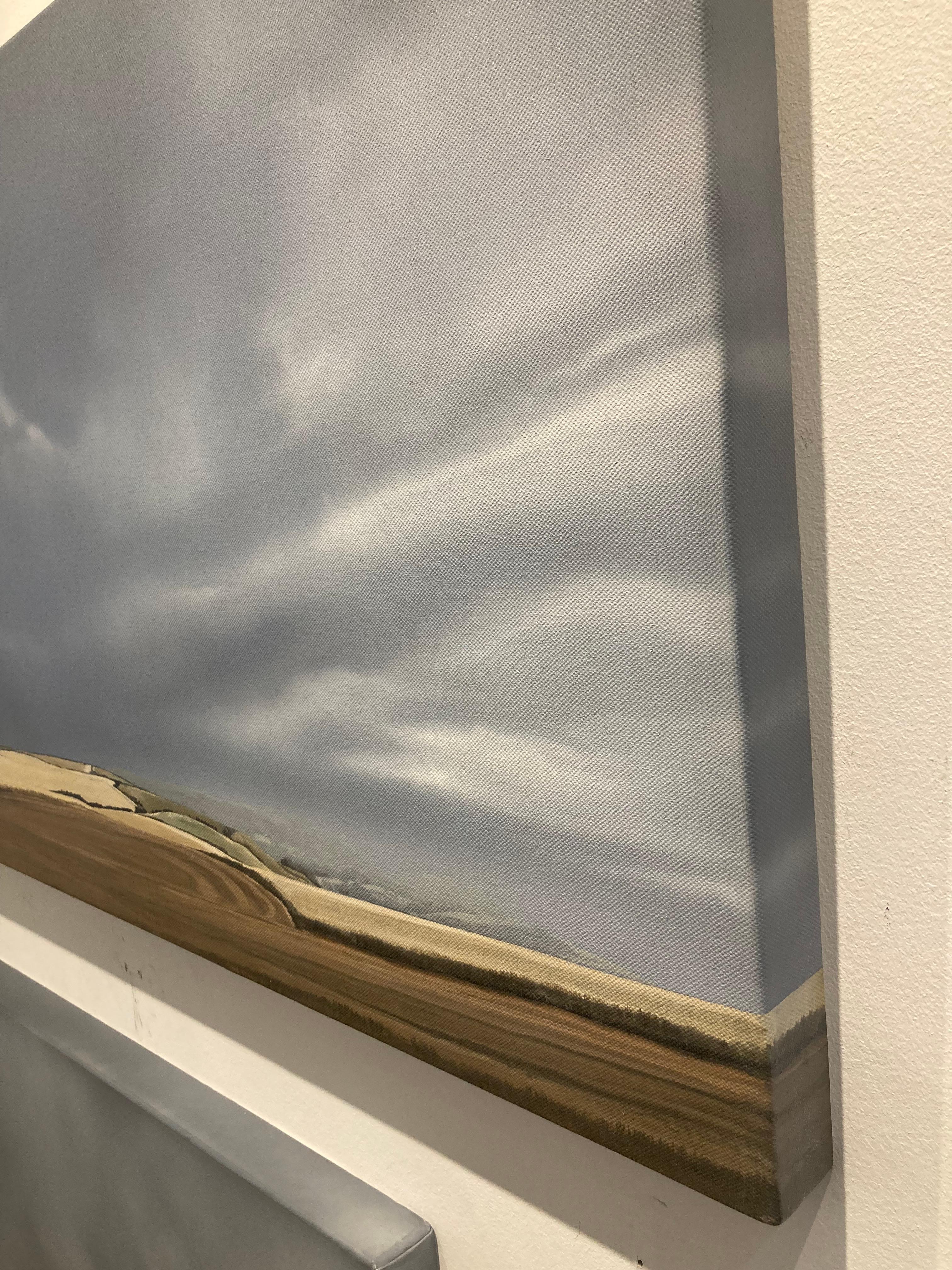 Paseo con tiempo cambiante - pintura acrílica contemporánea de paisaje playero junto al mar en venta 1