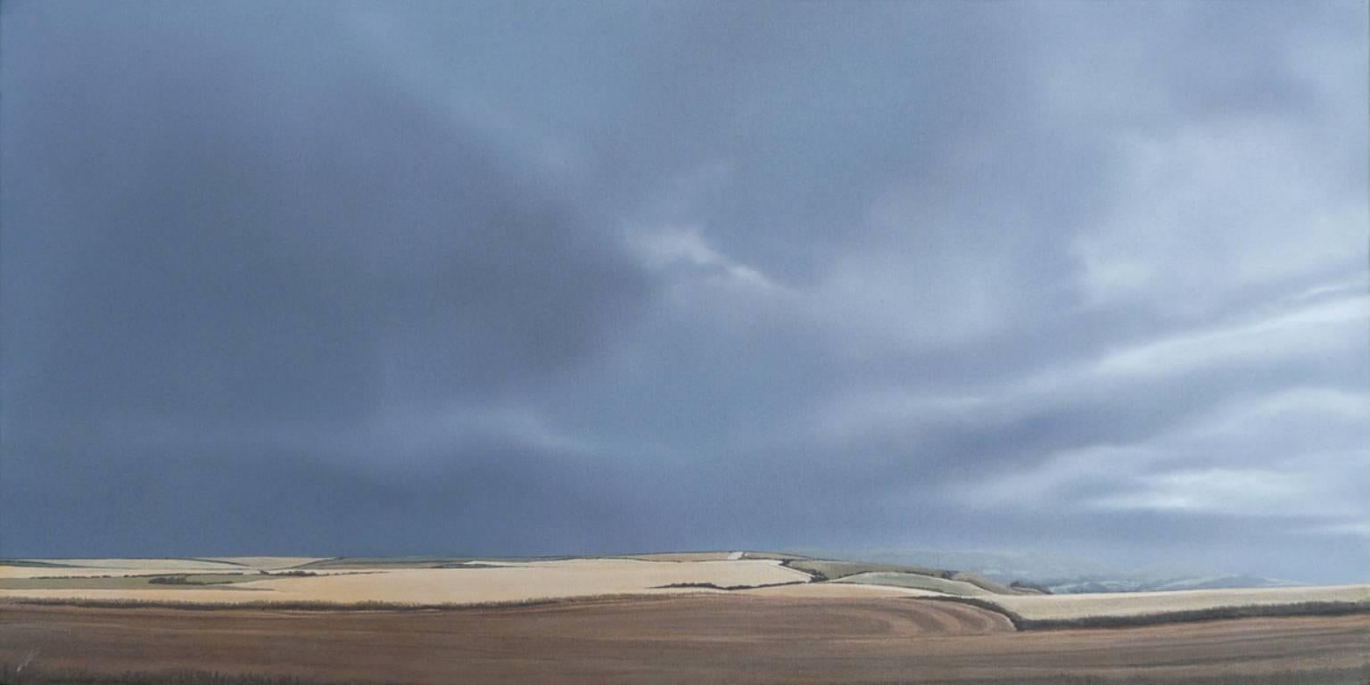 Paseo con tiempo cambiante - pintura acrílica contemporánea de paisaje playero junto al mar - Painting de Terry Watts