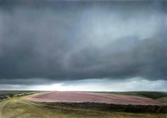 We Started in Sunshine - acrylic airbrush painting stormy landscape framed