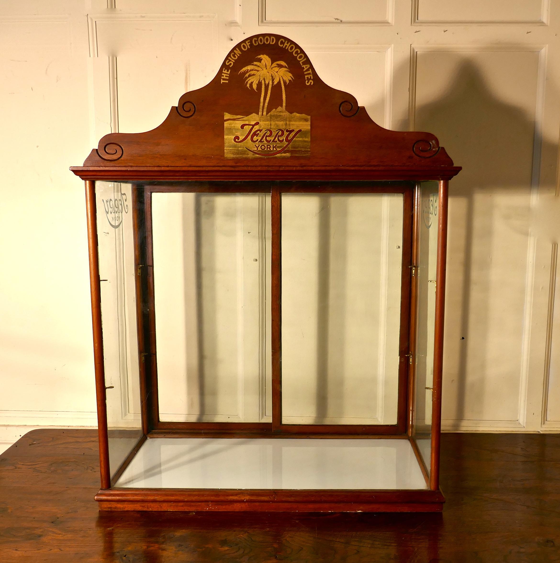 Terry’s of York Chocolate Confectionary Display Cabinet 

Glazed advertising Shop Display Cabinet,  the cabinet has a rather grand tall pediment, which has the Terry’s of York trade mark and logo (THE SIGN OF GOOD CHOCOLATES) in gold leaf on the