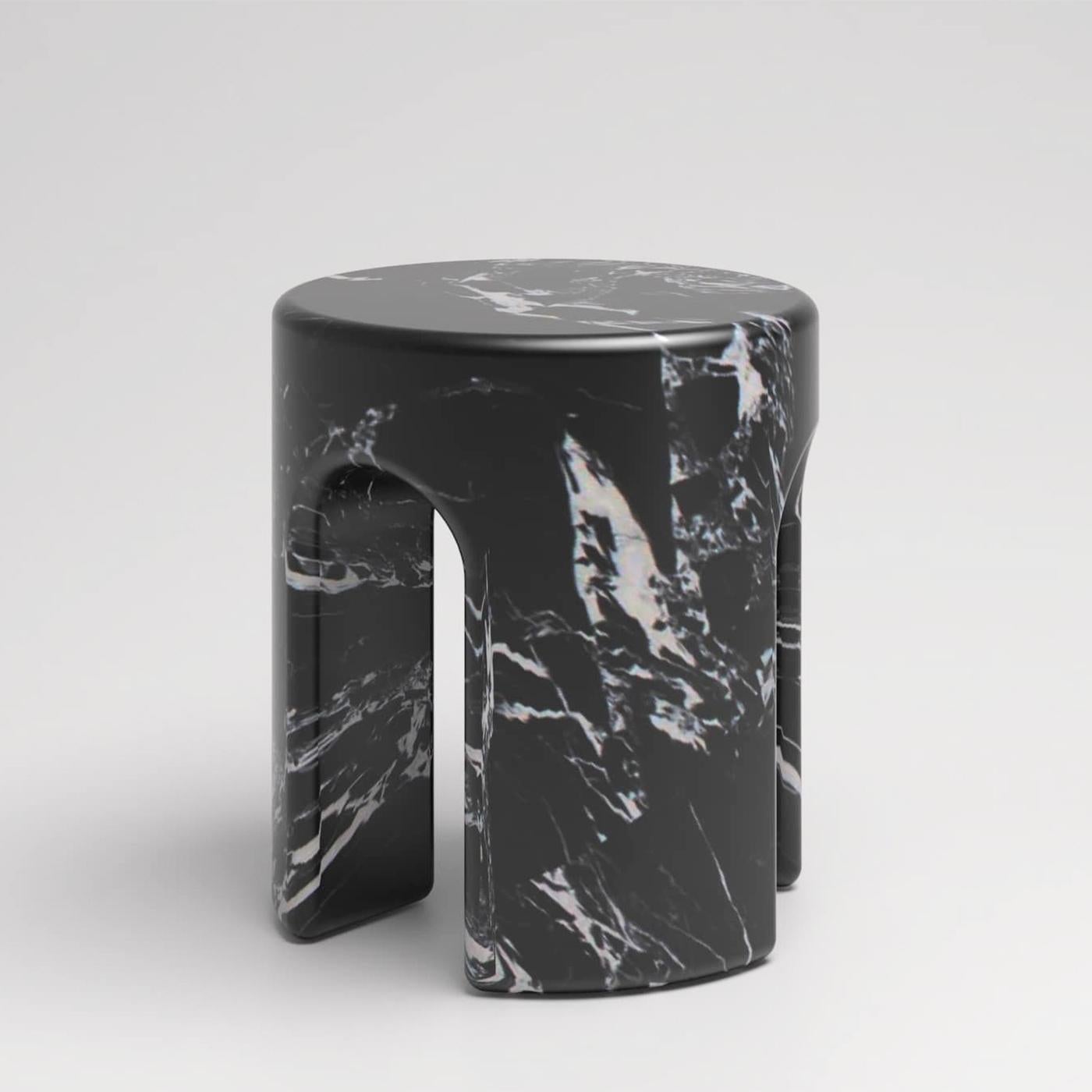 Carved Tertio Back Marble Stool For Sale