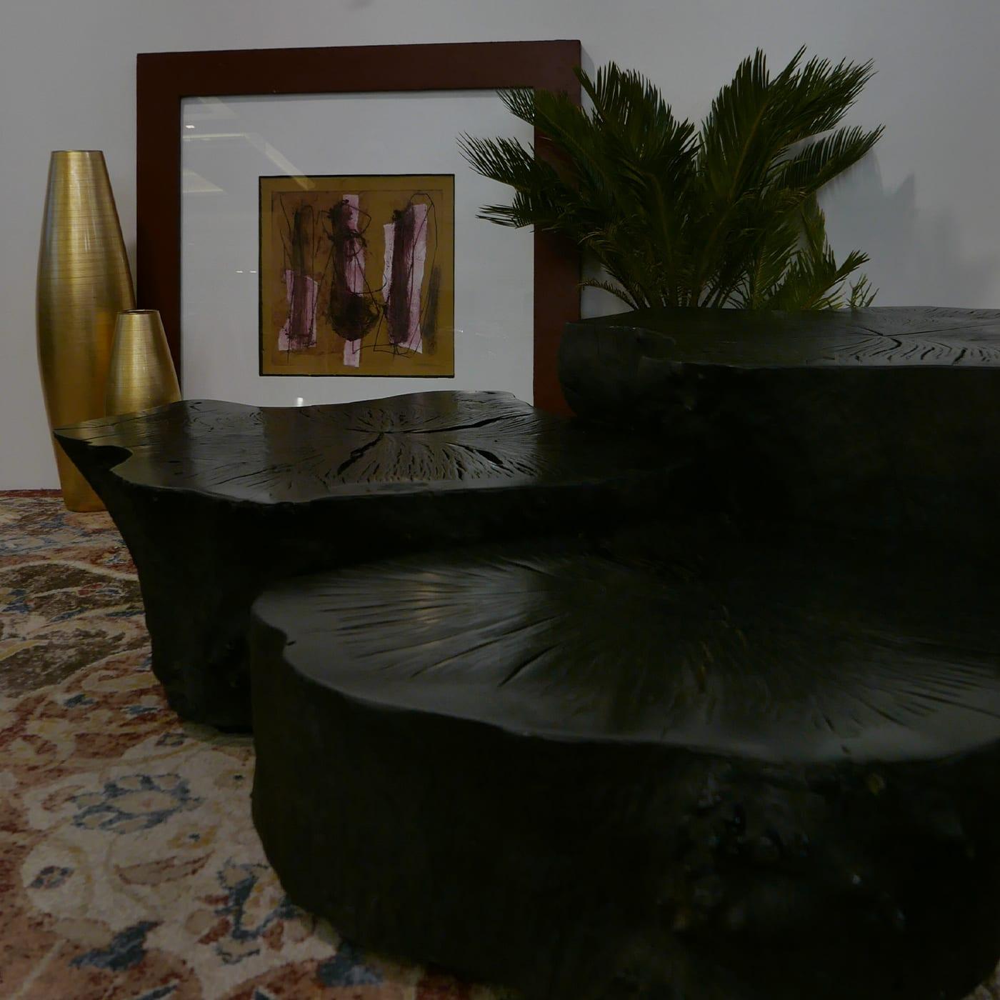 Hand-Crafted Tertium Set of 3 Black Coffee Tables For Sale
