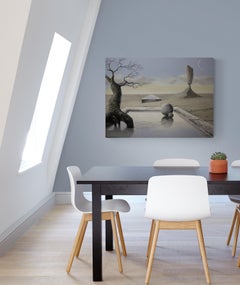 Paysage acrylique sur toile « Oasis », surréaliste