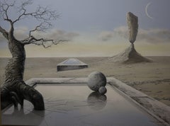 Surrealistic Acrylic Landscape on Canvas "Oasis"