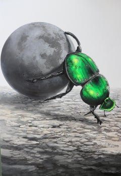 Paysage surréaliste à l'acrylique sur toile « Moontruck »