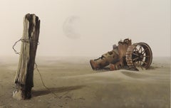 Acrylique sur toile - Paysage surréaliste "Weapons of Destruction oubliés"