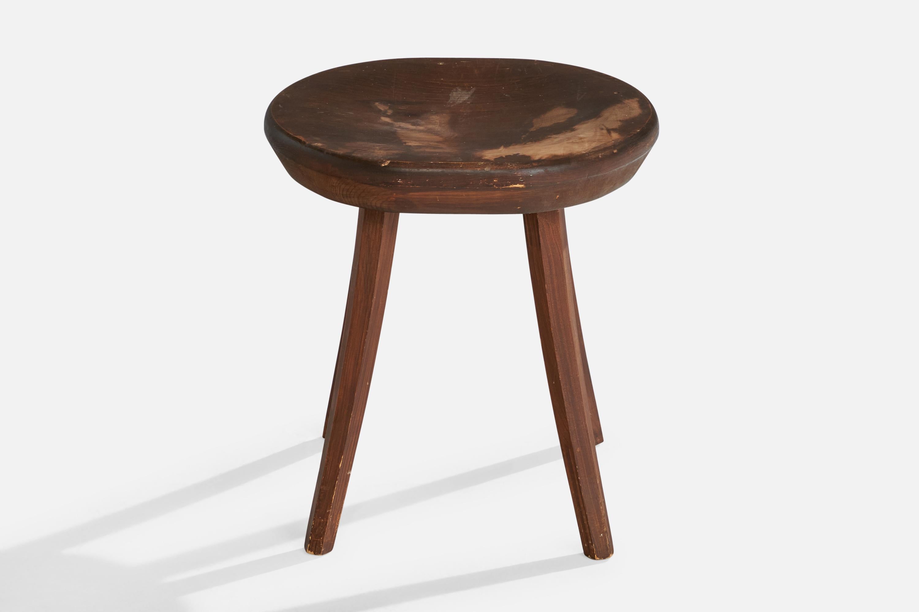Tervasaaren Puutyštehdas, Hocker, Beizkiefer, Finnland, 1960er Jahre (Skandinavische Moderne) im Angebot