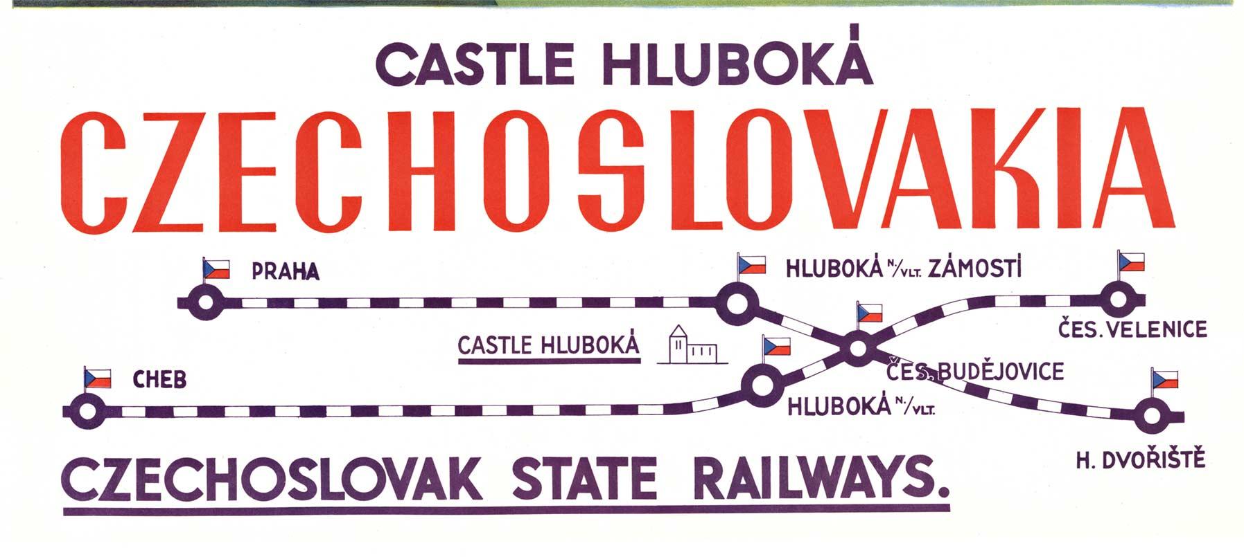 Castillo original de Hluboká  Cartel de viaje vintage del castillo de Hluboka - Print realista estadounidense de Teschler Kloubek