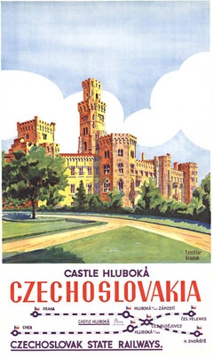 Original Hluboká Castle  Castle Hluboka vintage travel poster