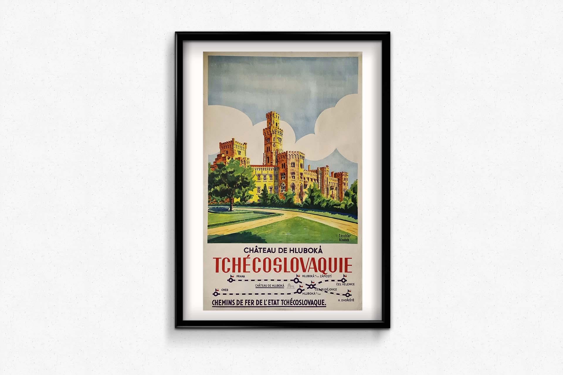 Nice poster of the 30's for the Czechoslovak State Railways. You can see the famous Hluboka Castle. Hluboká Castle is a tourist destination in South Bohemia, it is a neo-Gothic castle.

Railway - Tourism - Czech Republic

Railways of the