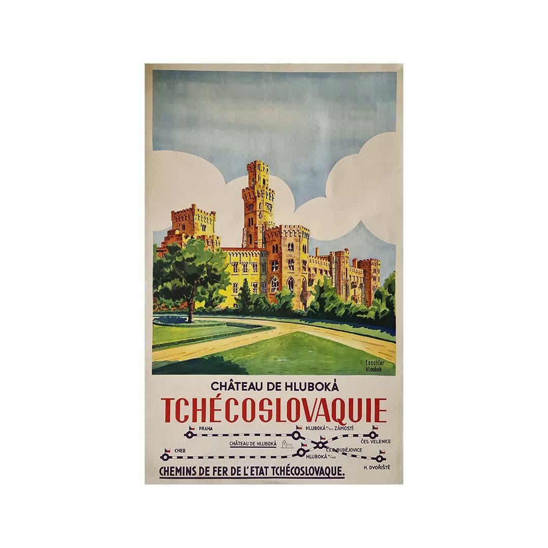 poster of the 30's for the Czechoslovak State Railways - Hluboka Castle - Print by Teschler Kloubek