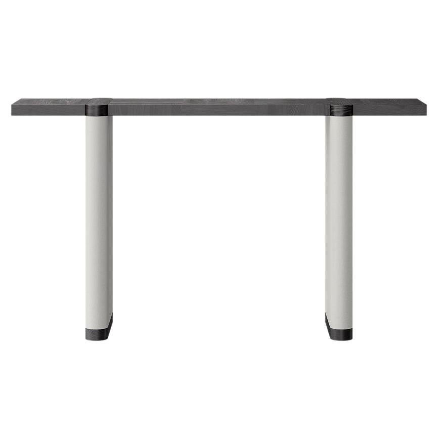 Console with Black Oak Patterned Top and White Legs Plinth by Ultramobili