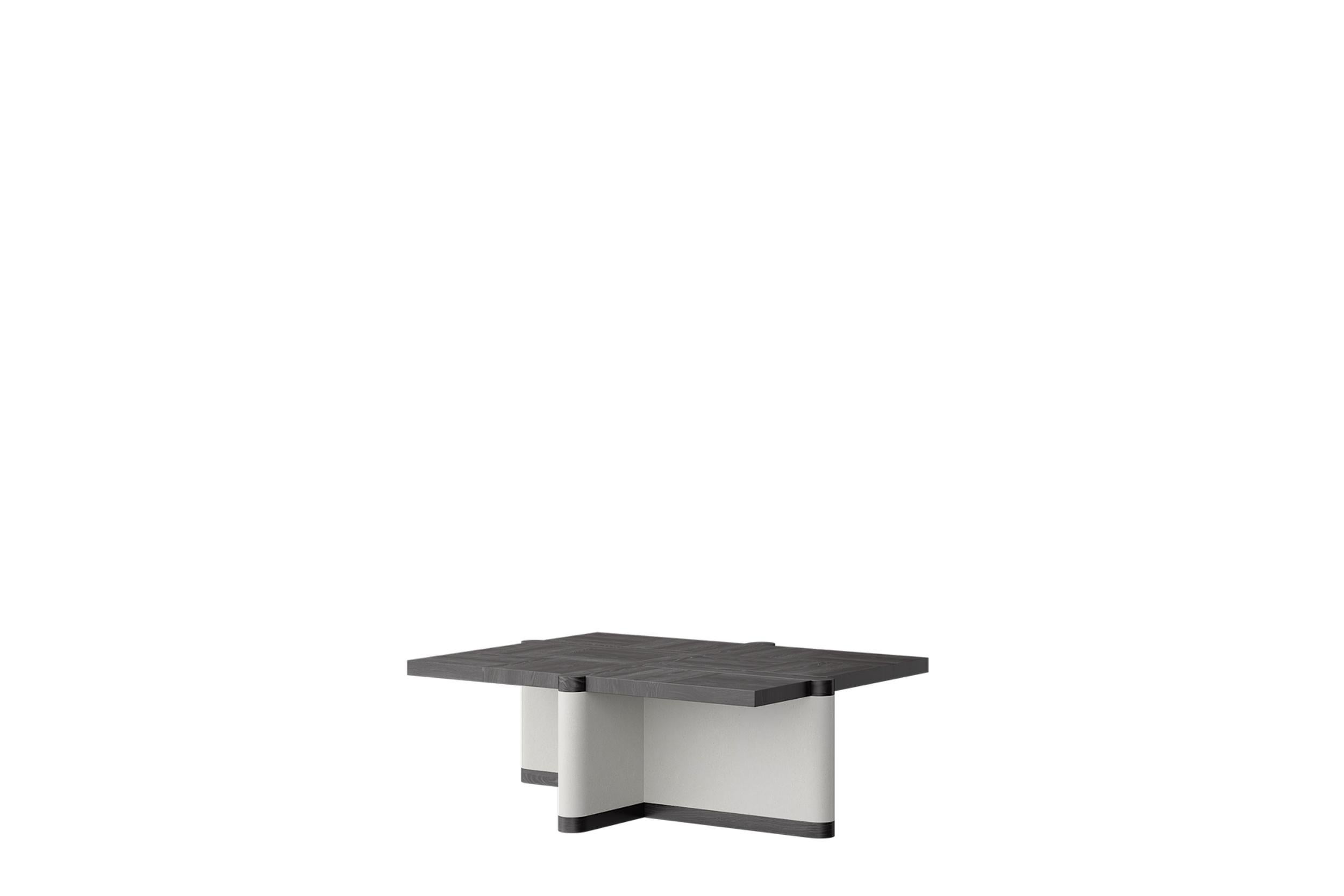 Post-Modern Teseo Occasional Table in Black Oak and Contrast White Legs by Ultramobili For Sale