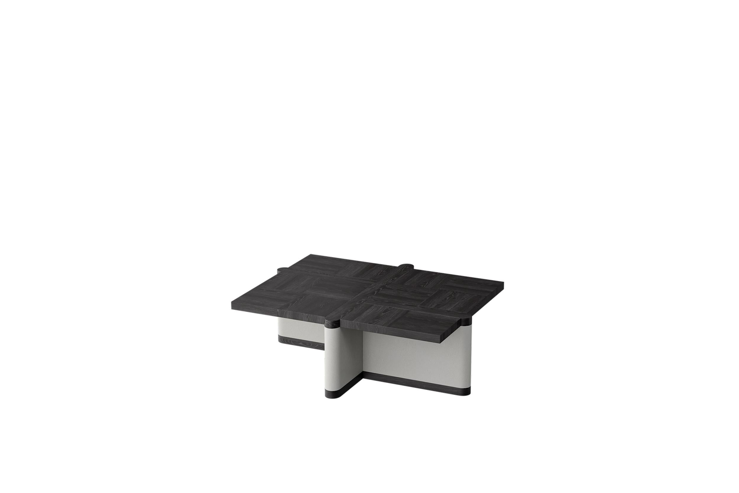 Italian Teseo Occasional Table in Black Oak and Contrast White Legs by Ultramobili For Sale