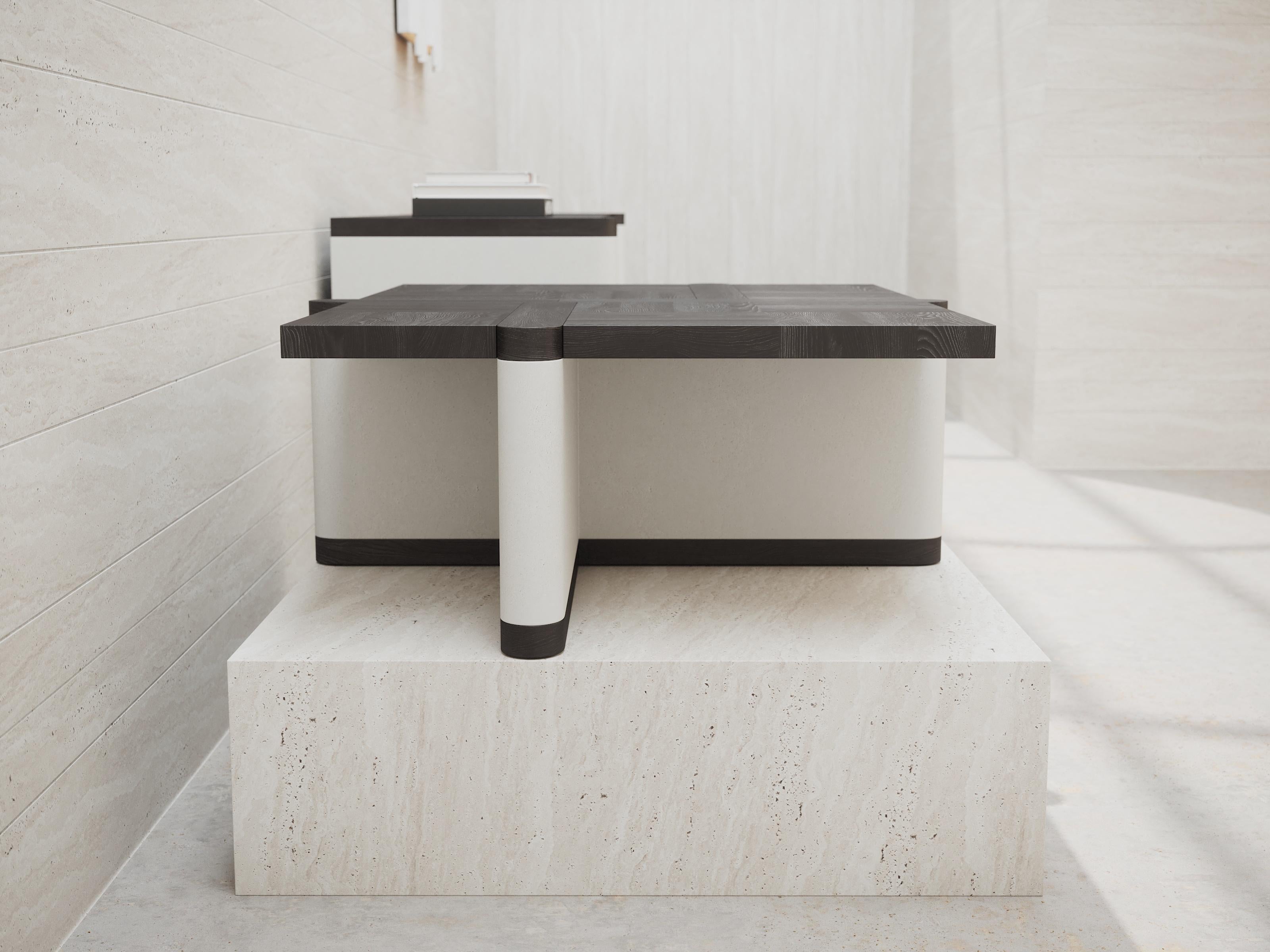 Contemporary Teseo Occasional Table in Black Oak and Contrast White Legs by Ultramobili For Sale