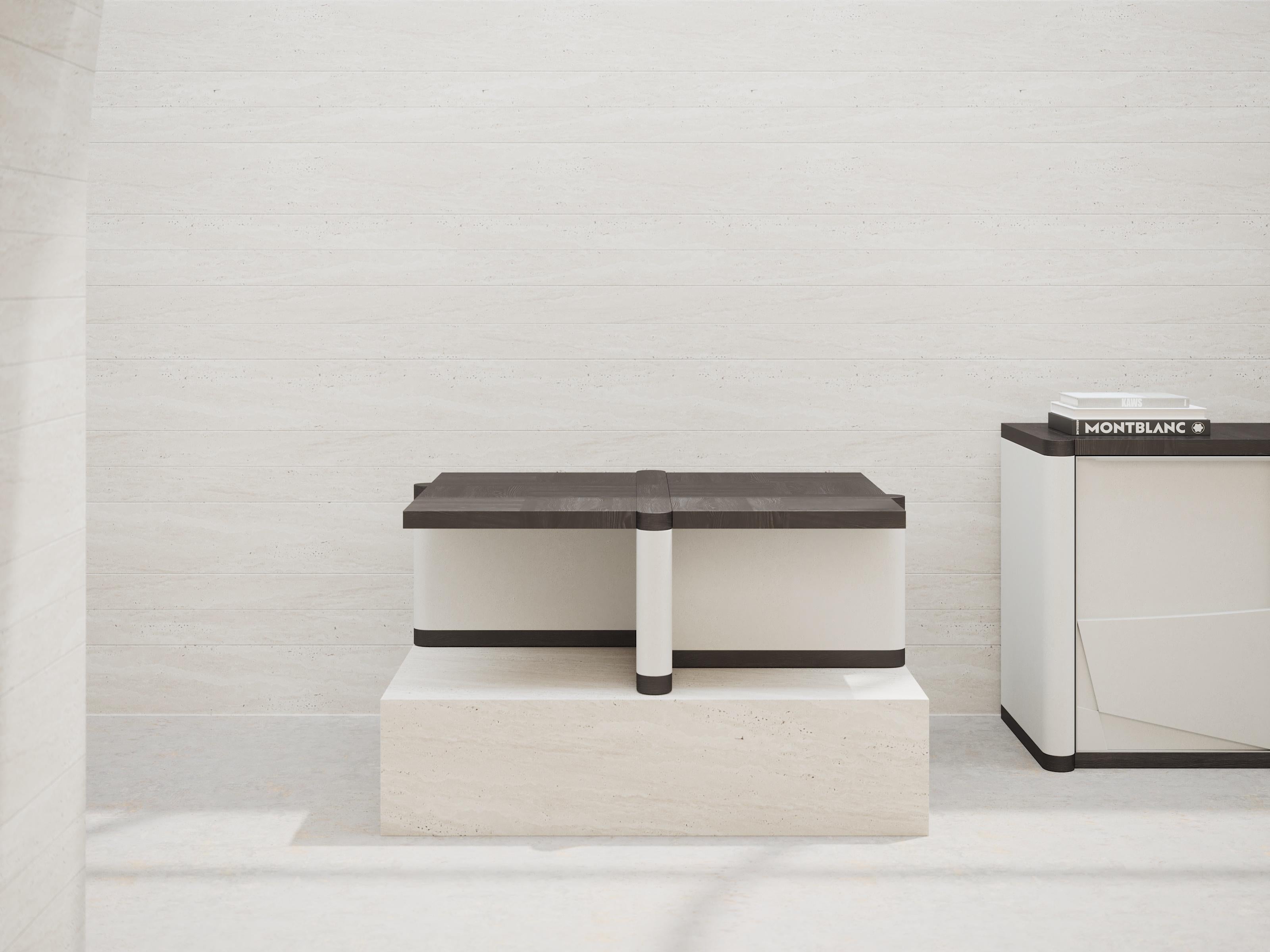 Teseo Occasional Table in Black Oak and Contrast White Legs by Ultramobili For Sale 2
