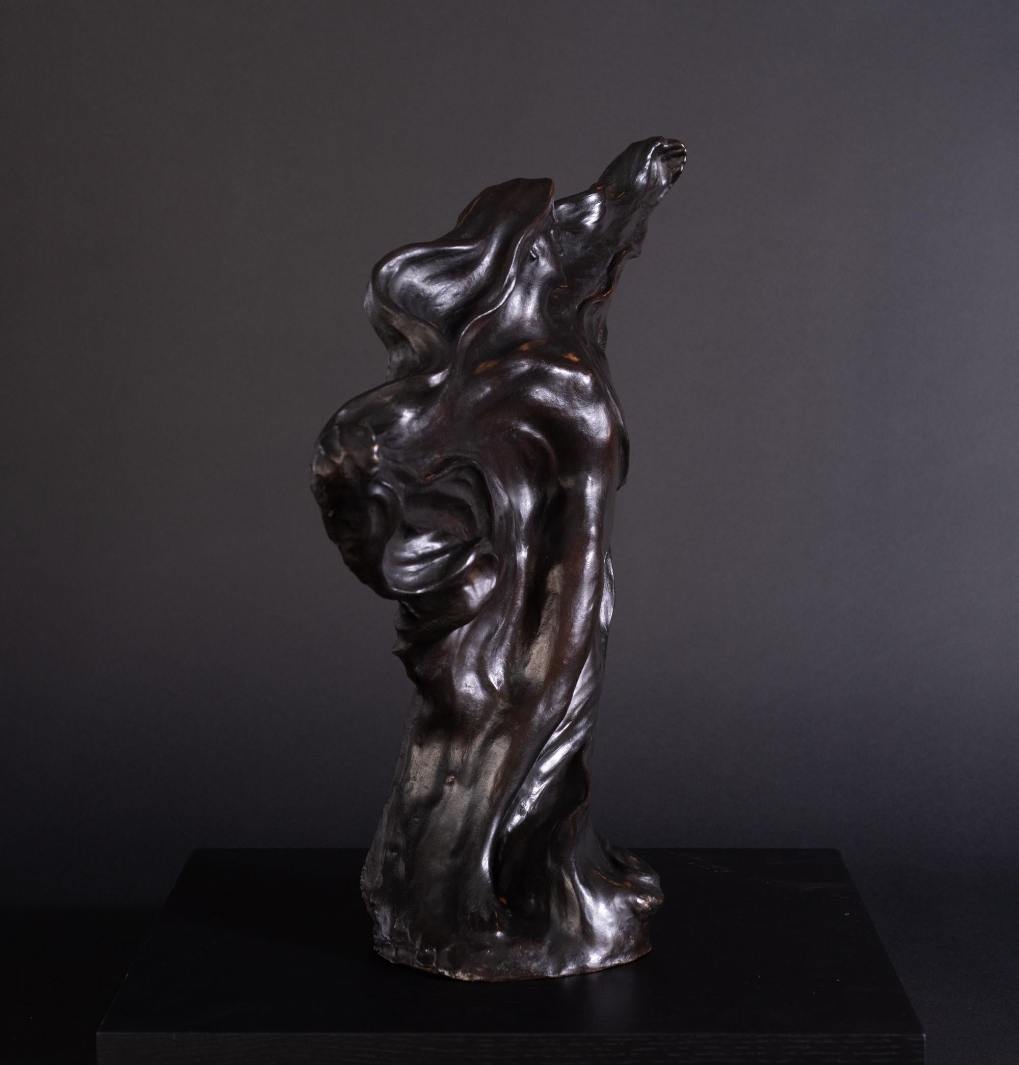 Art nouveau « Tesknota » Longing de Boleslaw Biegas - Sculpture en bronze Art Nouveau en vente